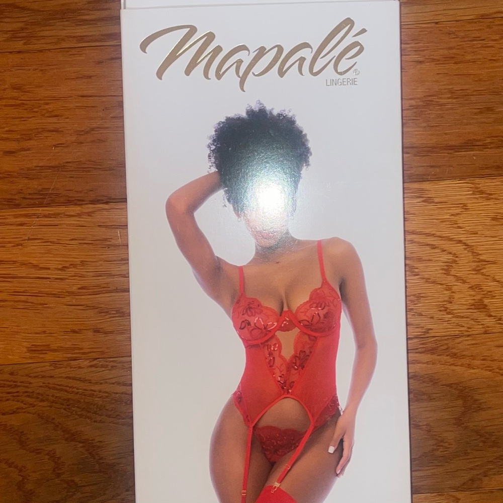 Red Lace Embroidered Lingerie Set